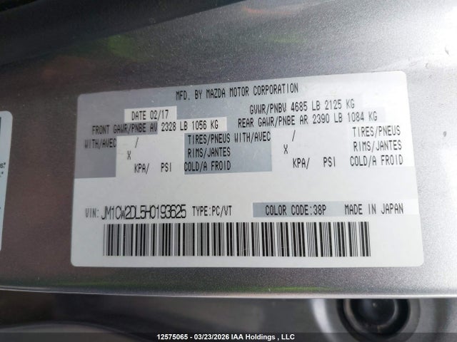 JM1CW2DL5H0193625 Mazda 5 Mazda Gt