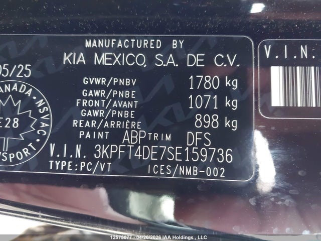 Продаж на аукціоні авто 2025 Kia K4 Lx, vin: 3KPFT4DE7SE159736, номер лоту: 12575077