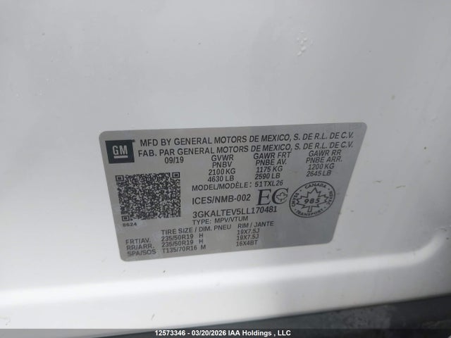 Aukcja sprzedaży 2020 Gmc Terrain Sle, vin: 3GKALTEV5LL170481, numer aukcji: 12573346