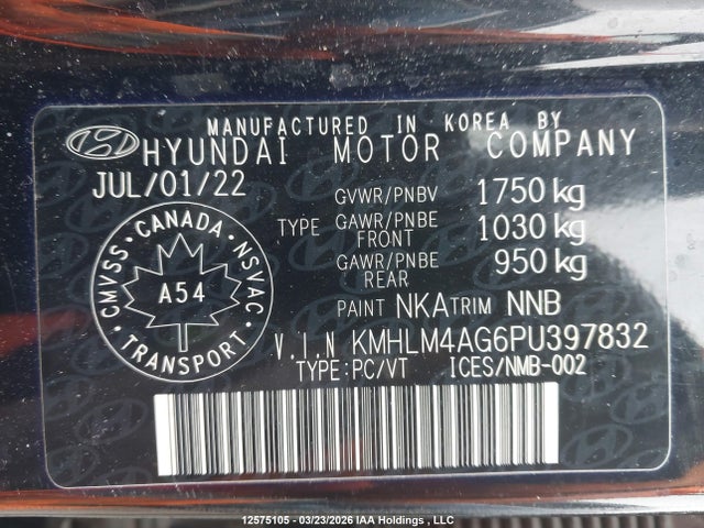 KMHLM4AG6PU397832 Hyundai Elantra Essential Ivt With Hyundai Smartsense Package
