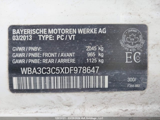 Продаж на аукціоні авто 2013 Bmw 320 I Xdrive, vin: WBA3C3C5XDF978647, номер лоту: 12575121