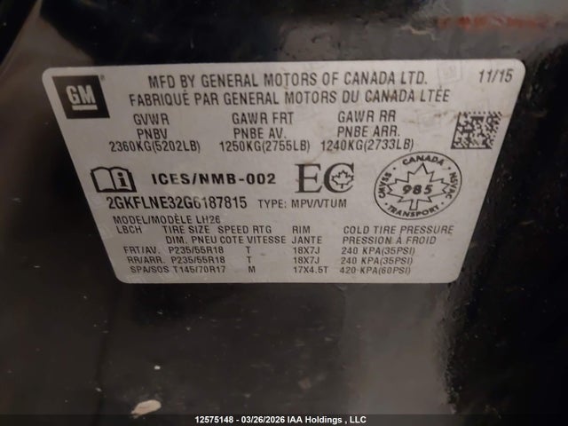 2GKFLNE32G6187815 GMC Terrain Sle-2