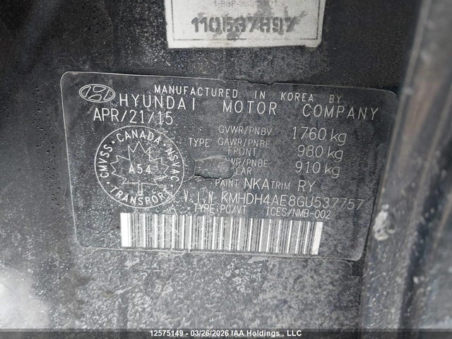 KMHDH4AE8GU537757 Hyundai Elantra Sport Appearance