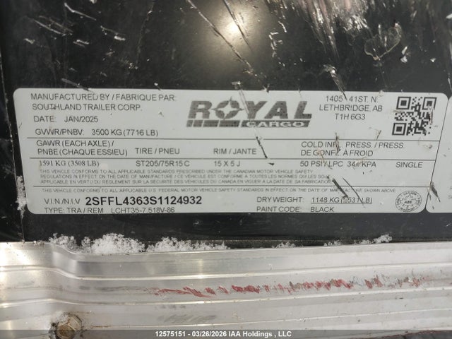 Royal Cargo Cargo Trailer Royal 2025 2SFFL4363S1124932 Image 9