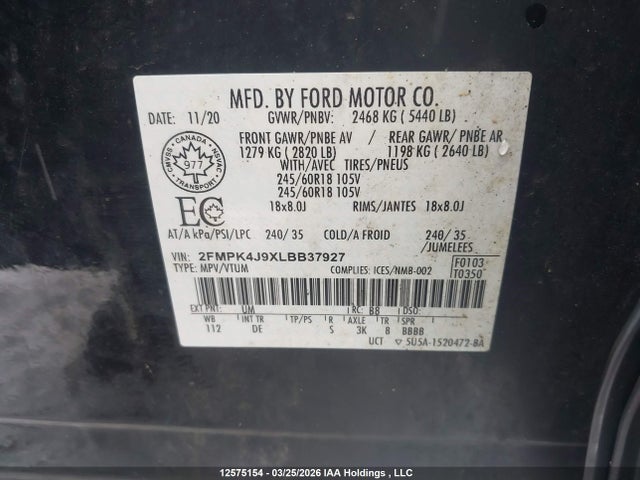 2FMPK4J9XLBB37927 Ford EDGE SEL