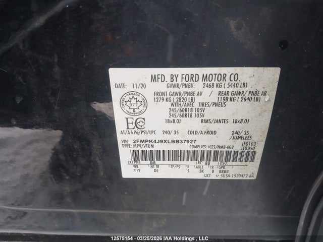 2FMPK4J9XLBB37927 Ford EDGE SEL