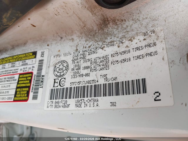5TFCY5F17JX023514 Toyota Tundra Double Cab Sr/double Cab Sr5