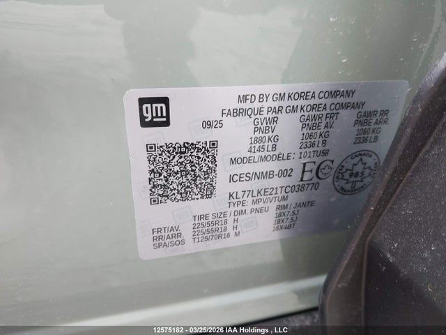 KL77LKE21TC038770 Chevrolet Trax