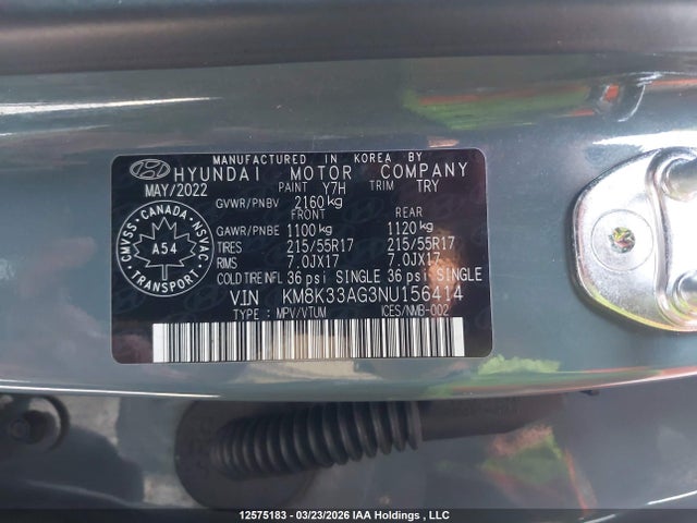 Aukcja sprzedaży 2022 Hyundai Kona Electric Ultimate, vin: KM8K33AG3NU156414, numer aukcji: 12575183
