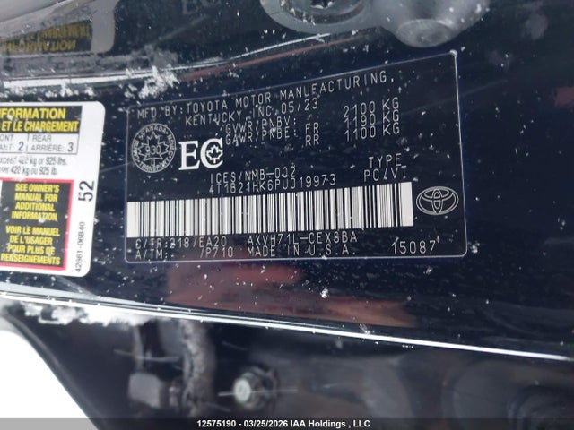 4T1B21HK6PU019973 Toyota Camry Hybrid Se