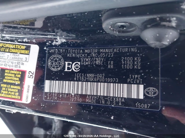 4T1B21HK6PU019973 Toyota Camry Hybrid Se