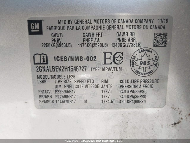 Продаж на аукціоні авто 2017 Chevrolet Equinox Ls, vin: 2GNALBEK2H1546727, номер лоту: 12575196