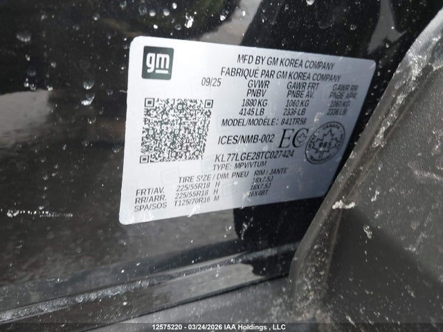 KL77LGE28TC027424 Chevrolet Trax 1rs Fwd