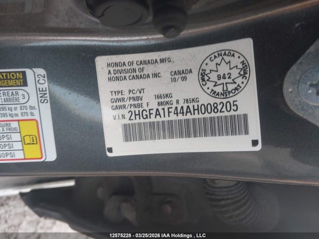 Продажа на аукционе авто 2010 Honda Civic Dx-g, vin: 2HGFA1F44AH008205, номер лота: 12575228