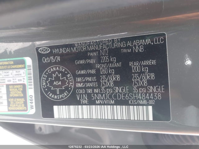 12575232 :رقم المزاد ، 5NMJCCDE6SH484438 vin ، 2025 Hyundai Tucson N Line مزاد بيع