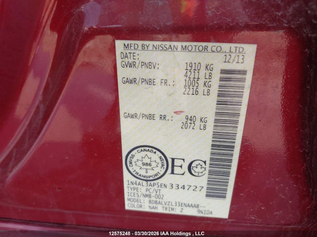 1N4AL3AP5EN334727 Nissan Altima