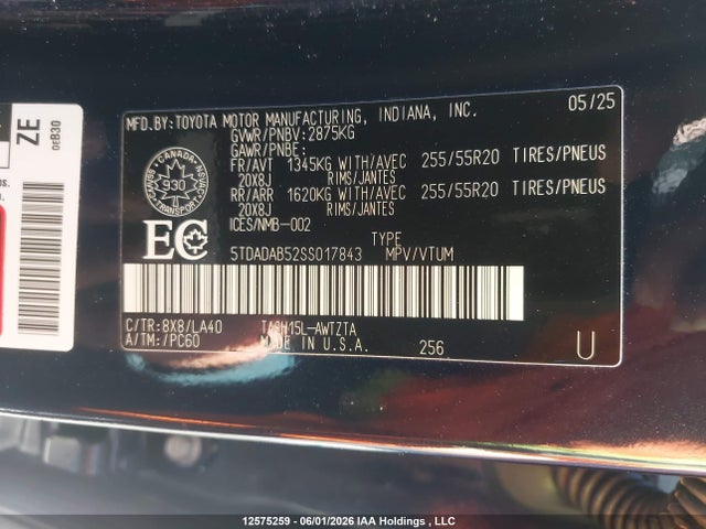 Aukcja sprzedaży 2025 Toyota Grand Highlander Hybrid Platinum Max, vin: 5TDADAB52SS017843, numer aukcji: 12575259