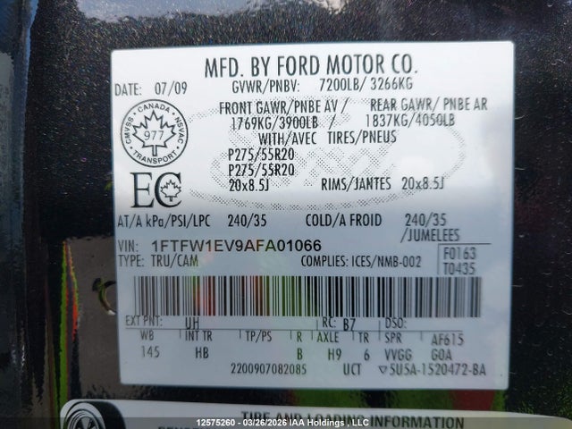 Продаж на аукціоні авто 2010 Ford F-150, vin: 1FTFW1EV9AFA01066, номер лоту: 12575260