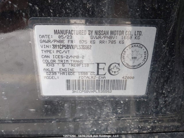 3N1CP5BVXPL535562 Nissan KICKS S