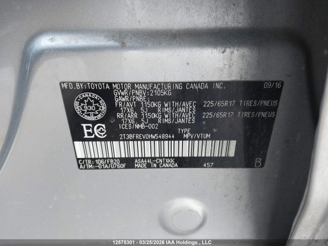 Aukcja sprzedaży 2017 Toyota Rav4 Le, vin: 2T3BFREV0HW548944, numer aukcji: 12575301