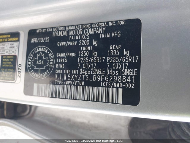 5XYZT3LB9FG298841 Hyundai SANTA FE SPORT