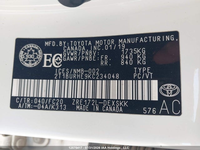 Toyota COROLLA SE 2019 2T1BURHE9KC234048 Image 17