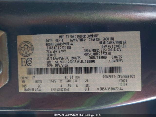 Lincoln MKC SELECT 2017 5LMCJ2D93HUL18898 Image 9