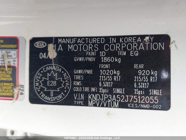 12575461 :رقم المزاد ، KNDJP3A52J7512055 vin ، 2018 Kia Soul مزاد بيع