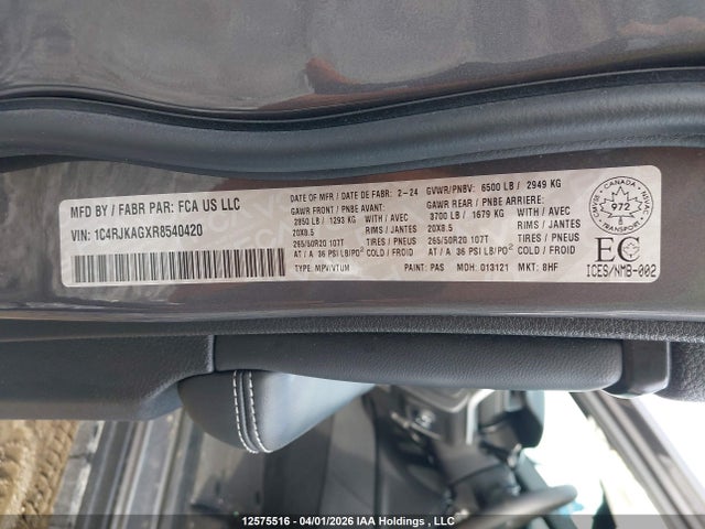 1C4RJKAGXR8540420 Jeep Grand Cherokee