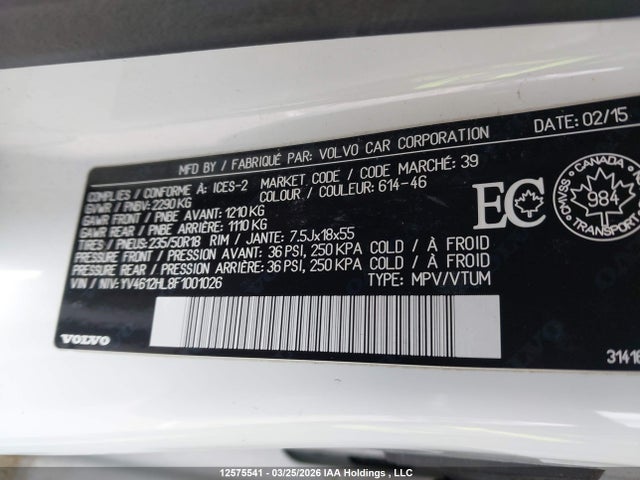 YV4612HL8F1001026 Volvo V60 Cross Country Premier+