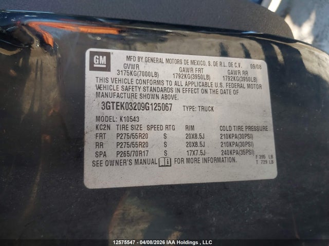 Продажа на аукционе авто 2009 Gmc Sierra K1500 Denali, vin: 3GTEK03209G125067, номер лота: 12575547