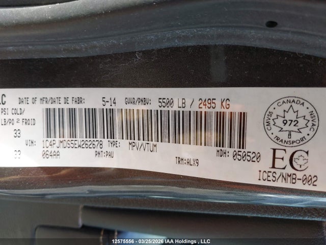 1C4PJMDS5EW262678 Jeep Cherokee Limited