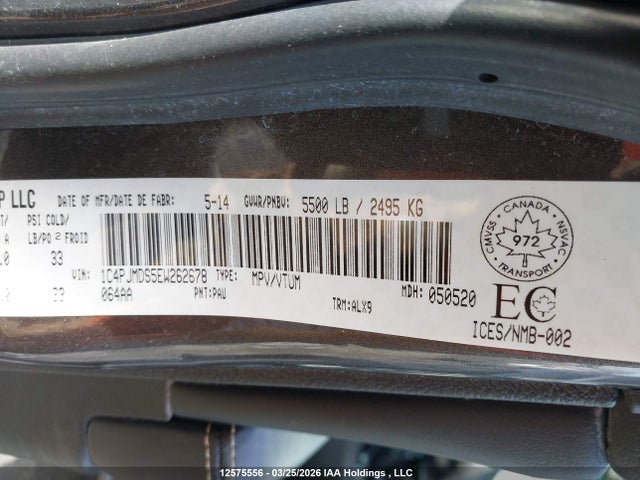 1C4PJMDS5EW262678 Jeep Cherokee Limited