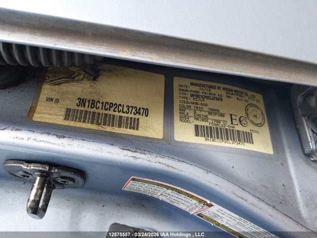2012 Nissan Versa S/sl მანქანა იყიდება აუქციონზე, vin: 3N1BC1CP2CL373470, აუქციონის ნომერი: 12575557