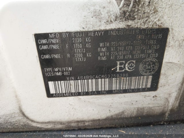 4S4BSCAC8G3259398 Subaru Outback 2.5i