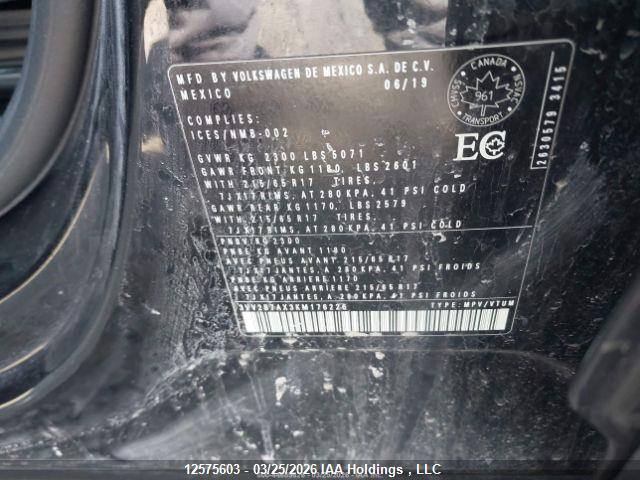 2019 Volkswagen Tiguan მანქანა იყიდება აუქციონზე, vin: 3VV2B7AX3KM176226, აუქციონის ნომერი: 12575603