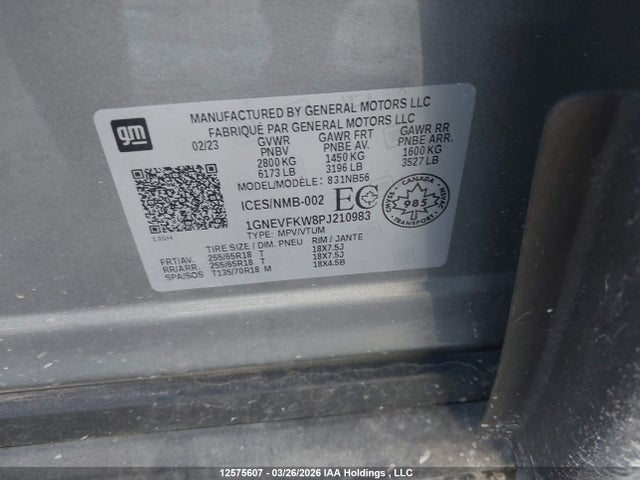 1GNEVFKW8PJ210983 Chevrolet Traverse Ls