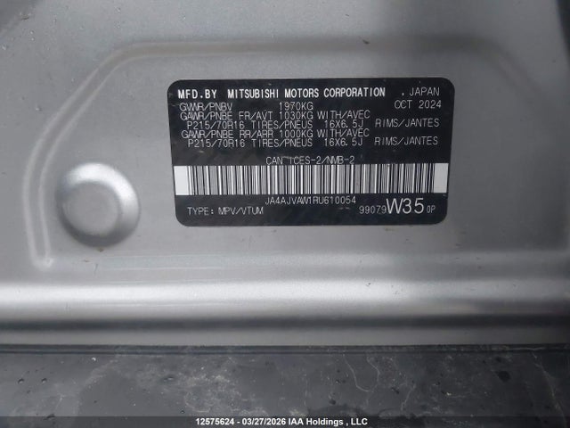 2024 Mitsubishi Rvr Gt/noir/se/sel მანქანა იყიდება აუქციონზე, vin: JA4AJVAW1RU610054, აუქციონის ნომერი: 12575624
