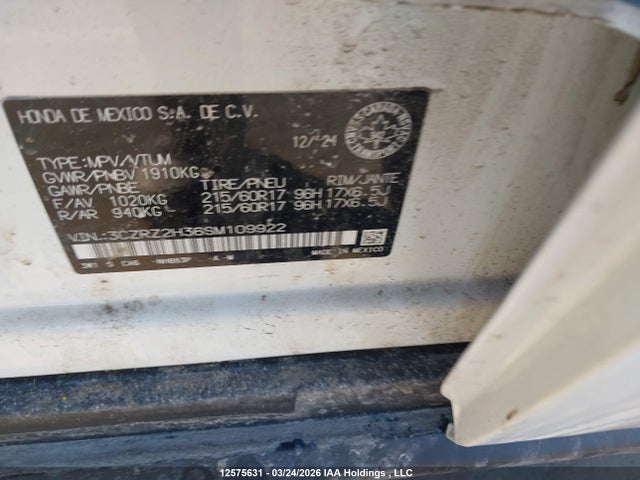 3CZRZ2H36SM109922 Honda HR-V LX