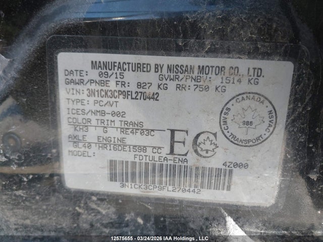 Продажа на аукционе авто 2015 Nissan Micra, vin: 3N1CK3CP9FL270442, номер лота: 12575655