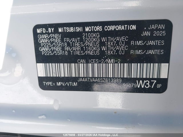 Aukcja sprzedaży 2025 Mitsubishi Eclipse, vin: JA4ATVAA6SZ613989, numer aukcji: 12575656