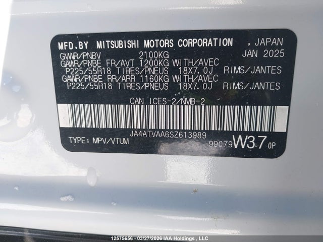 Aukcja sprzedaży 2025 Mitsubishi Eclipse, vin: JA4ATVAA6SZ613989, numer aukcji: 12575656