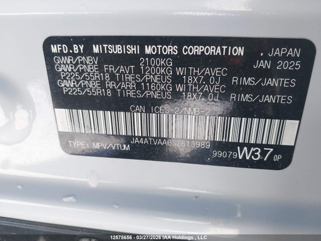 Aukcja sprzedaży 2025 Mitsubishi Eclipse, vin: JA4ATVAA6SZ613989, numer aukcji: 12575656