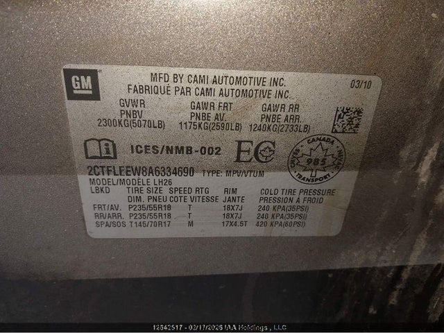 Aukcja sprzedaży 2010 Gmc Terrain Sle, vin: 2CTFLEEW8A6334690, numer aukcji: 12575657