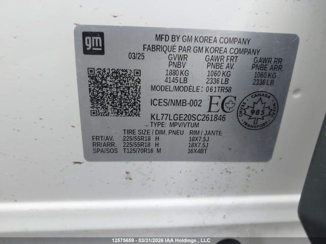 KL77LGE20SC261846 Chevrolet Trax 1rs