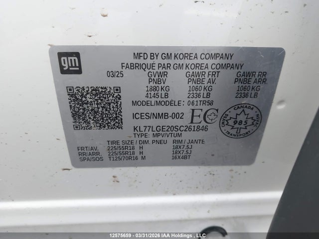 KL77LGE20SC261846 Chevrolet Trax 1rs