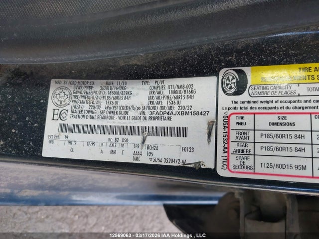 2011 Ford Fiesta S მანქანა იყიდება აუქციონზე, vin: 3FADP4AJXBM158427, აუქციონის ნომერი: 12569063