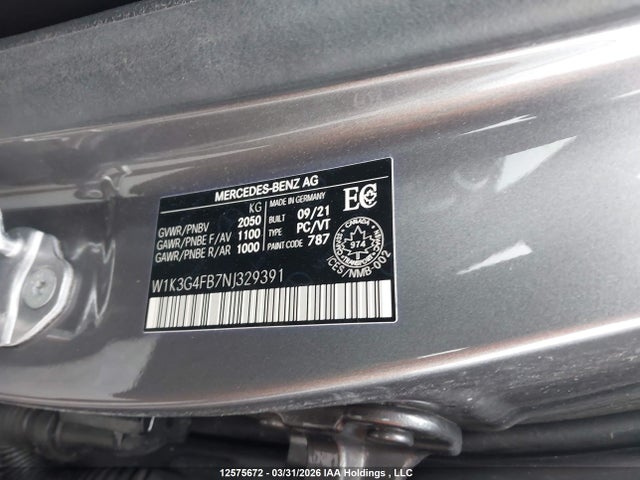 W1K3G4FB7NJ329391 Mercedes-Benz A 220 4matic