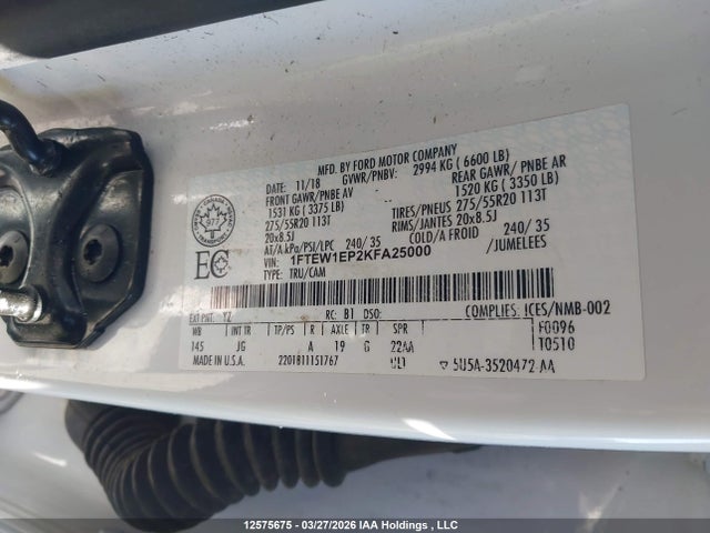 Продаж на аукціоні авто 2019 Ford F-150, vin: 1FTEW1EP2KFA25000, номер лоту: 12575675