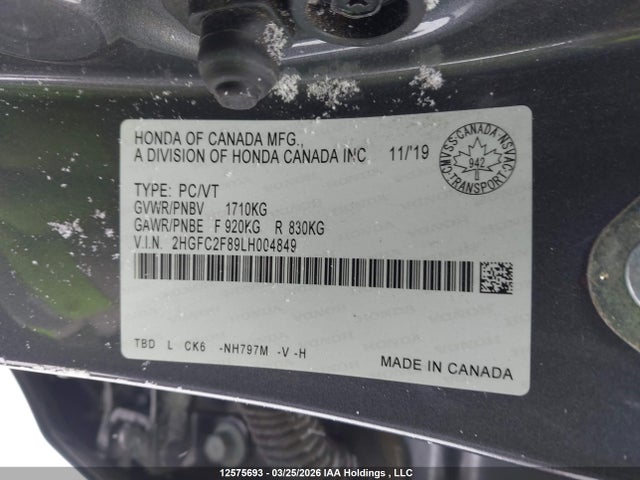 Aukcja sprzedaży 2020 Honda Civic Sport, vin: 2HGFC2F89LH004849, numer aukcji: 12575693